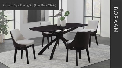 Orleans Matte Black Swivel Low Back Dining Chair Set with Zebrano Wood
