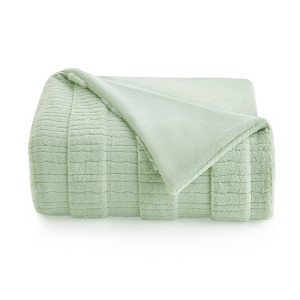 Amelie Home Striped Faux Fur Throw Blanket for Sofa, Bed, or Chair - 1 of 4