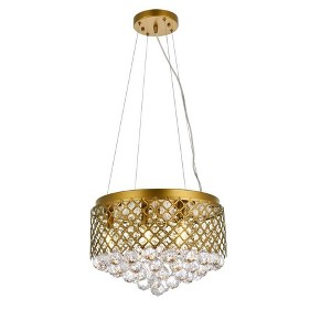 Elegant Lighting Tully 6 lights pendant in brass - 1 of 4