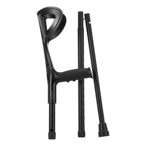 VEVOR Forearm Crutches for Adults, Folding Walking Forearm Crutches with 10-Level Height, Lightweight Aluminum with Open Cuff,1 Pair 350LBS,Black - 1 of 4