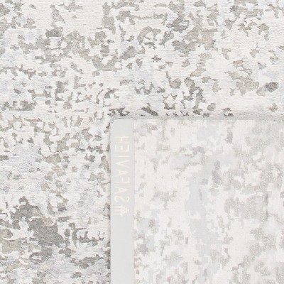 Gray Abstract Hand-Knotted Wool Viscose 8' x 10' Rug