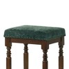 Gulches Set of 2 Rustic Counter Stools, 26-Inch Farmhouse Wooden Barstools with Green Fabric Padded Seat, Nailhead Trim - 4 of 4
