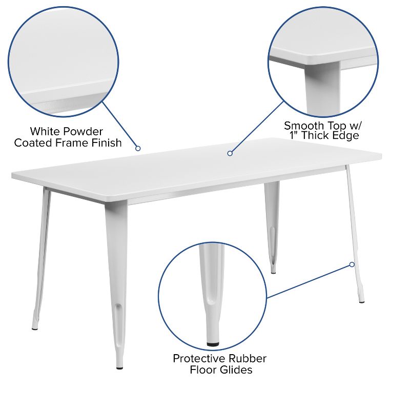 Flash Furniture Commercial Grade 31.5" x 63" Rectangular Metal Indoor-Outdoor Table, 3 of 8