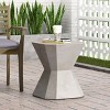 Okak Modern Concrete Outdoor Side Table, LightWeight Geometric End Tables, Decorative Garden Stools for Indoor Outdoor, Patio Accent Table, Natural - 2 of 4
