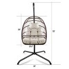 Outdoor Swing Egg Chair With Cushion,Indoor Hanging Basket Chair With Guardrail And Cup Holder,Patio Rattan Folding Hanging Chair-Coolbibila - 4 of 4