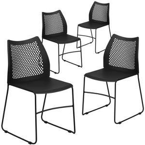 Flash Furniture 4 Pack HERCULES Series 661 lb. Capacity Stack Chair with Air-Vent Back and Powder Coated Sled Base - 1 of 1