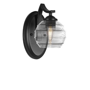 Toltec Lighting Zilo 1 - Light Sconce in  Matte Black with 6" Clear Ribbed Shade - 1 of 1