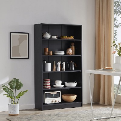 Lirago 59.8" Black Bookshelf 5 Tier Bookcase for Bedroom Office and Living Room Modern Wide Shelf Large Capacity Manga Storage