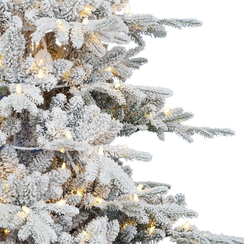 Puleo 7&#39; Pre-Lit LED Flocked Full Utah Fir Artificial Christmas Tree Color Select Lights, 4 of 9