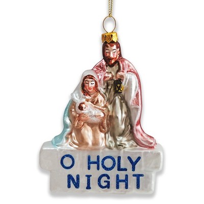 Oh Holy Night Nativity Scene Glass Christmas Ornament, Jesus and Mary| OrnamentallyYou