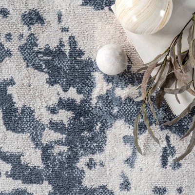 Ginny Blue Abstract Washable Synthetic Area Rug