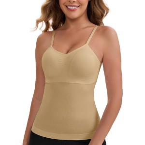 INSPIRE CHIC Women's Long V-Neck Tummy Control Breast Lifting Padded Seamless Shaping Camisoles - 1 of 4