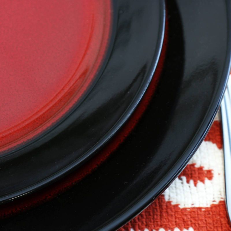16pc Stoneware Modern Living Dinnerware Set Red - Elama, 3 of 5
