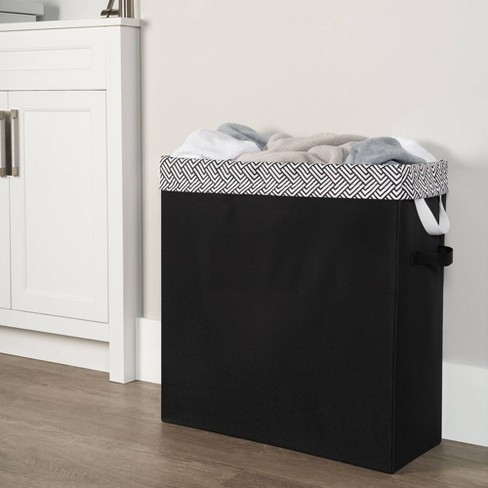 WOWLIVE 154-Liter Fabric 2-Section Collapsible Double Laundry Basket  Storage Hamper with Lid and Removable Bags for Bedroom, Dorm, and Bathroom,  Black