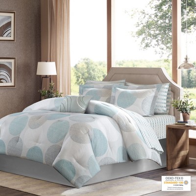 7Pcs Comforter Set, Modern Solid Bedding Set, Cotton Bed Comforter