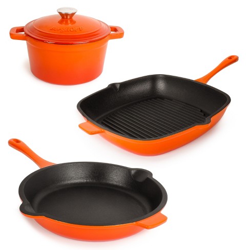 Neo 2pc Cast Iron Set 11 Grill Pan & with Slotted Steak Press