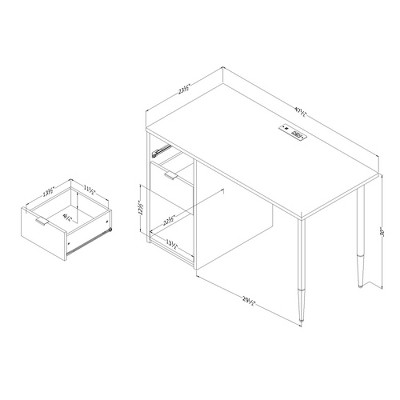 Pure White Wood Computer Desk with USB Port and Drawer