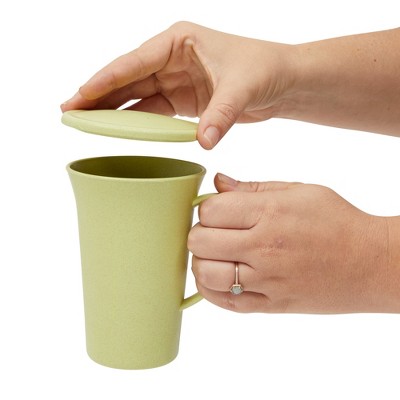 Pastel Pink, Green, and Blue Wheat Straw Mugs with Lids, Set of 6