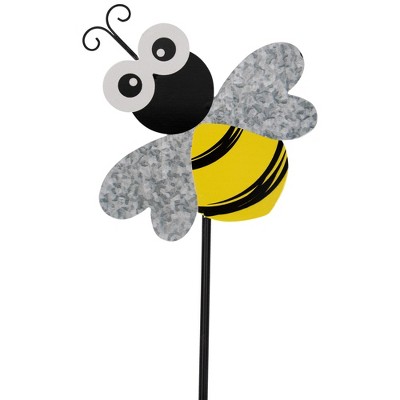 Charming 23" Black and Yellow Metal Bee Garden Stake