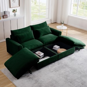 86.6" Corduroy Cloud Modular Sectional Sofa Bed with Big Deep Seat and 2 Storage Ottoman for Small Living Room - 1 of 4