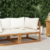 vidaXL Outdoor Solid Acacia Wood Sectional Corner Sofa with Cream White Cushions, Customizable Configurations, Weather-Resistant and Durable - 2 of 4