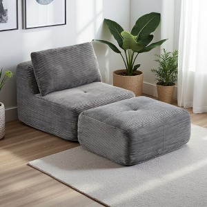 Modern Memory Foam Compressed Sofa with Single Chaise Lounge & Movable Ottoman - 1 of 4