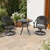3-Piece Round Cast Aluminum Patio Set with Swivel Chairs,Blue Cushions,and Umbrella Hole - 4 of 4