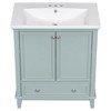 30" Single Sink Bathroom Vanity, Freestanding Bathroom Vanity with 1 Drawer & 2 Doors, Wood Bathroom Cabinet with Ceramic Basin Sink Top Green - 4 of 4