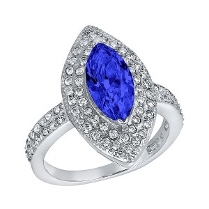 Large Marquise Cubic Zirconia Halo Sterling Silver Ring - ELYA Women's - 1 of 4