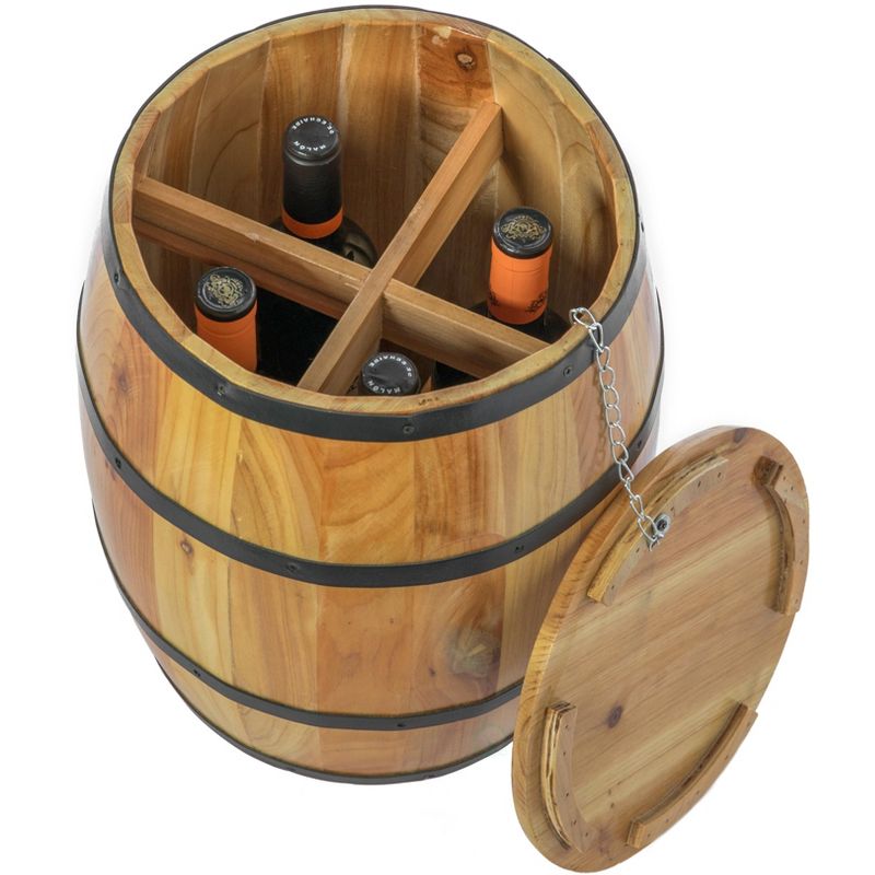 Vintiquewise Wine Barrel 4 Sectional Crate With Removable Head Lid, 5 of 10
