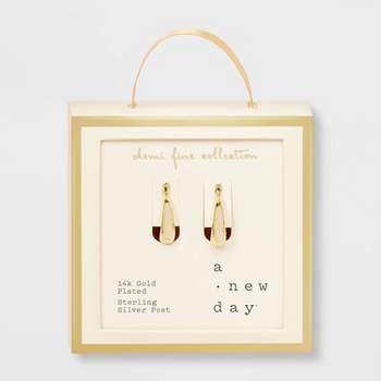 14k Gold Plated Plain Click Top Hoop Sterling Silver Post Earrings - A New Day™ Gold