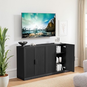 36"x62"x16" Wood Accent Cabinet in Black, Storage Organizer with Adjustable Shelves for Kitchen Bedroom Entryway Living Room Dinning Room - 1 of 4