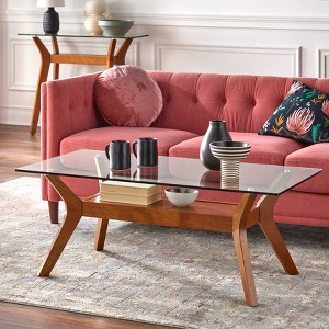 Buylateral Fontana Glass Top Coffee Table Walnut : Target