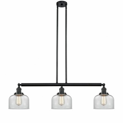 Bell - 3 Light Stem Hung Island In Industrial Style-13 Inches Tall and 40.5 Inches Wide