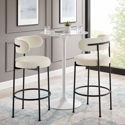 Modway Albie Boucle Fabric Bar Stools - Set of 2