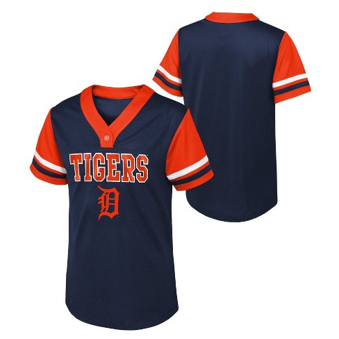 MLB Detroit Tigers Girls' Henley Team Jersey - XL