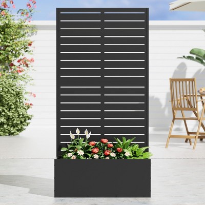 Iron Black Raised Garden Bed with Trellis