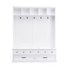 CLIHOME Wide Hall Tree with 5 Hooks, Versatile Entryway Lift Top Storage Bench with 2 Drawers, Retro Wooden 3-in-1 Coat Rack - 3 of 4
