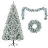 CIPACHO 6FT Snow Flocked Pre - lit Christmas Tree Set - Tree, Garland, Wreath, Colorful LED Lights, 8 Modes & Pine Cones for Home Decor - 2 of 4