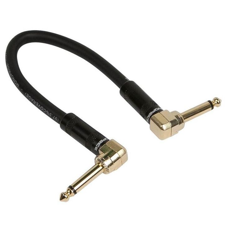 Monoprice Pro Audio Cable - 0.67 Feet - Black | 1/4 Inch (TS) Guitar Pedal Patch Cable Cord With Right Angle Connectors - Premier Series, 1 of 3