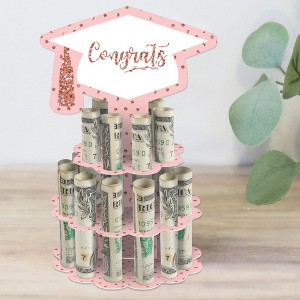 Big Dot of Happiness Rose Gold Grad - DIY Graduation Party Money Holder Gift - Cash Cake - 1 of 4
