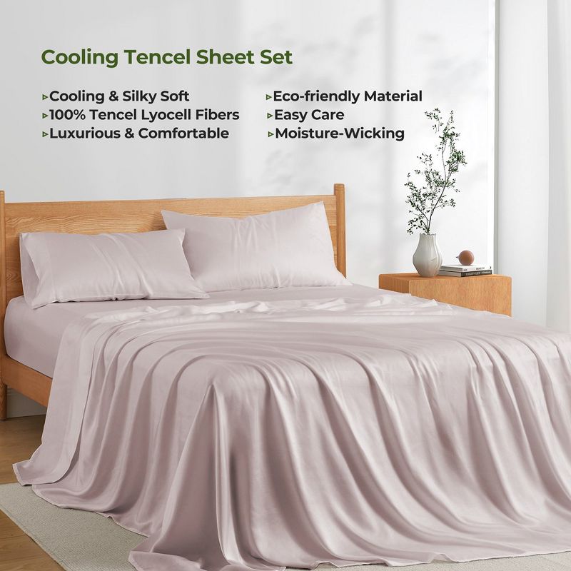Peace Nest Silky Smooth Soft Tencel Lyocell Sheet Set Solid Color, 3 of 9