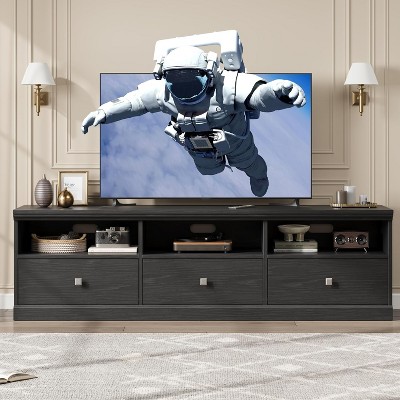 Mid Century Modern TV Stand for TVs Up to 80", 70in Entertainment Center with Storage Drawer and Open Shelves, Media Cabinet for Living Room,Bedroom