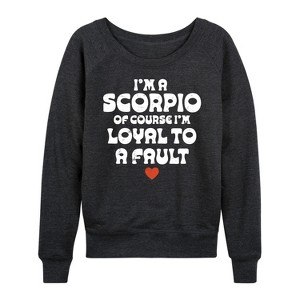 Women's - Instant Message - I'm A Scorpio Loyal To A Fault Lightweight French Terry Wide Neck Long Sleeve Graphic Shirt - 1 of 4