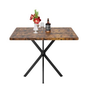 39" Square Dining Table for 4-6 Person, Modern Minimalist Wood Kitchen Table Table with Metal Legs for Kitchen, Dining Room, Restaurants - 1 of 4