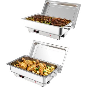2 Pack Electric Chafing Dishes Buffet Set, 9 QT Stainless Steel Roll Top Catering Chafer Server Food Warmer with Cover for Party Wedding Banquet - 1 of 4