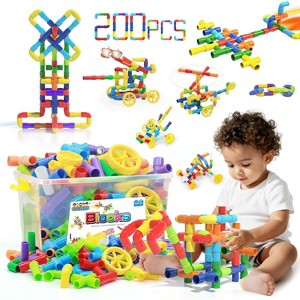 106-Piece Tube Pipe Building Toy, STEM Educational Set with Storage Box for Toddlers Ages 3+ - 1 of 4