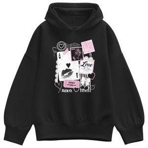 トップス Diante PIGMENT MESSAGE SWEAT HOODIE Women's - Instant Message - Love Scrap Collage Oversized Fleece