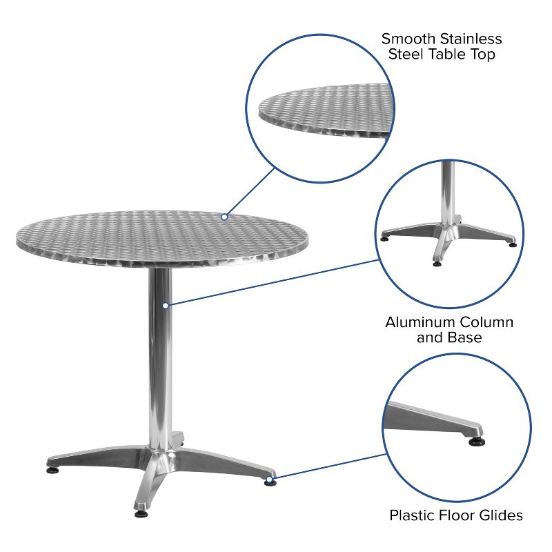 Flash Furniture Mellie 31.5'' Round Aluminum Indoor-Outdoor Table with Base, 3 of 8