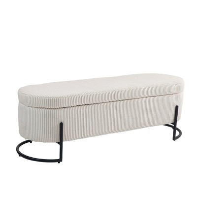 NicBex Modern 52.3" Storage Bench Corduroy Accent Stool with Cushioned Top and Metal Base for Entryway and Living Room